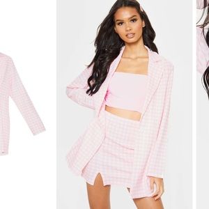 Pink Gingham Boyfriend Blazer